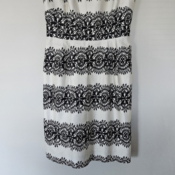 Kate Spade Lola black white lined sheath dress size 4 NO BELT - Picture 3 of 8